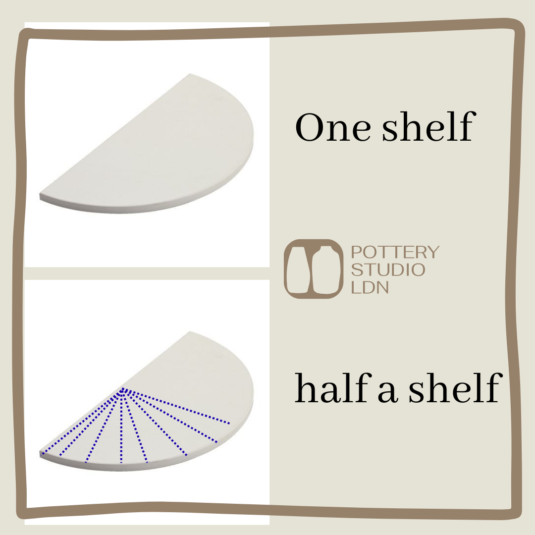 Kiln hire- one shelf stoneware firing - half moon.